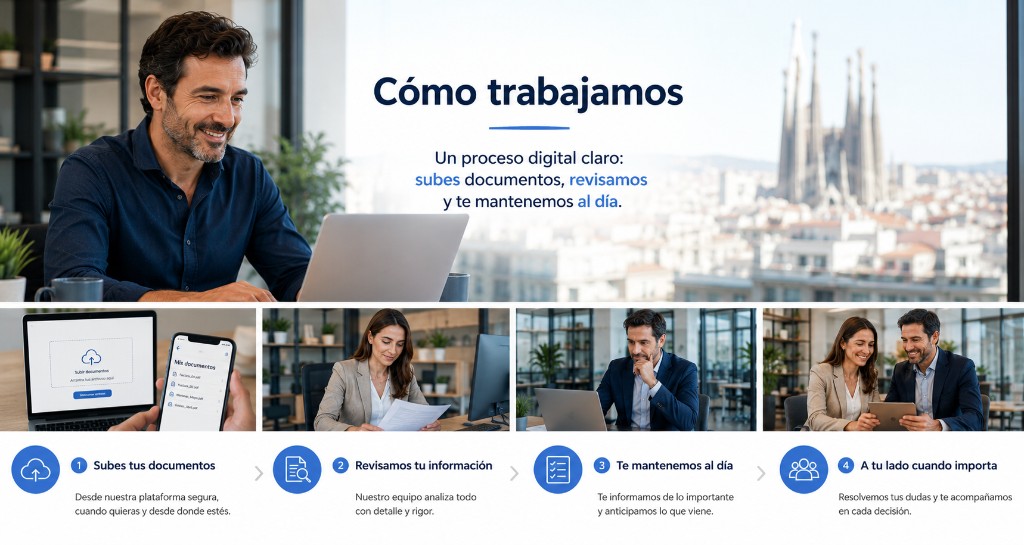 Proceso digital de Nova-Gestio: subir documentos, revisión y seguimiento